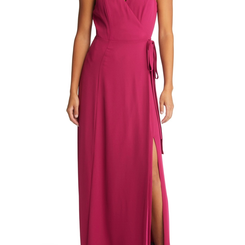 Wayf Pink Sleeveless Wrap Maxi Dress